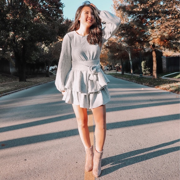 Red Dress Boutique grey sweater romper - Picture 5 of 5